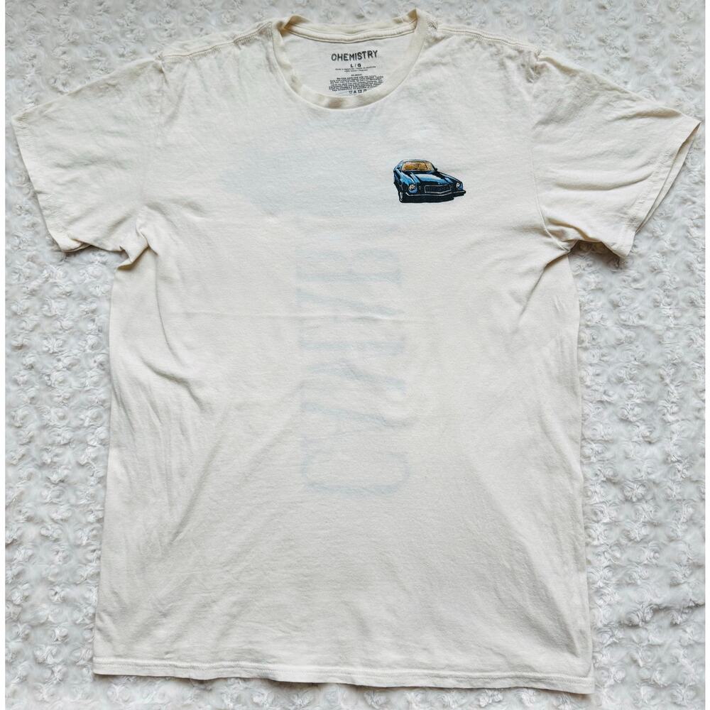 Chevy Camaro Panther Muscle Car Beige Cotton Tee Shirt by Chemistry Size Large